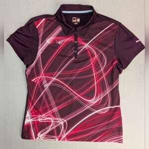 PUMA Golf Dry Cell Women's Abstract Polo Shirt XL Burgundy Red Quick Dry Stretch